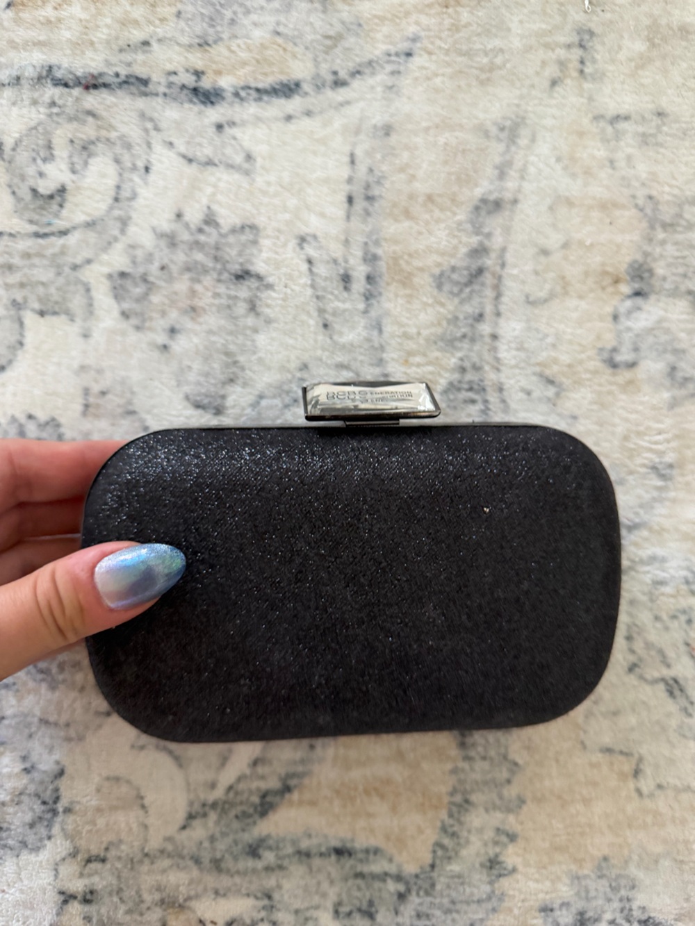 BCBGeneration Black Glitter Holster Clutch